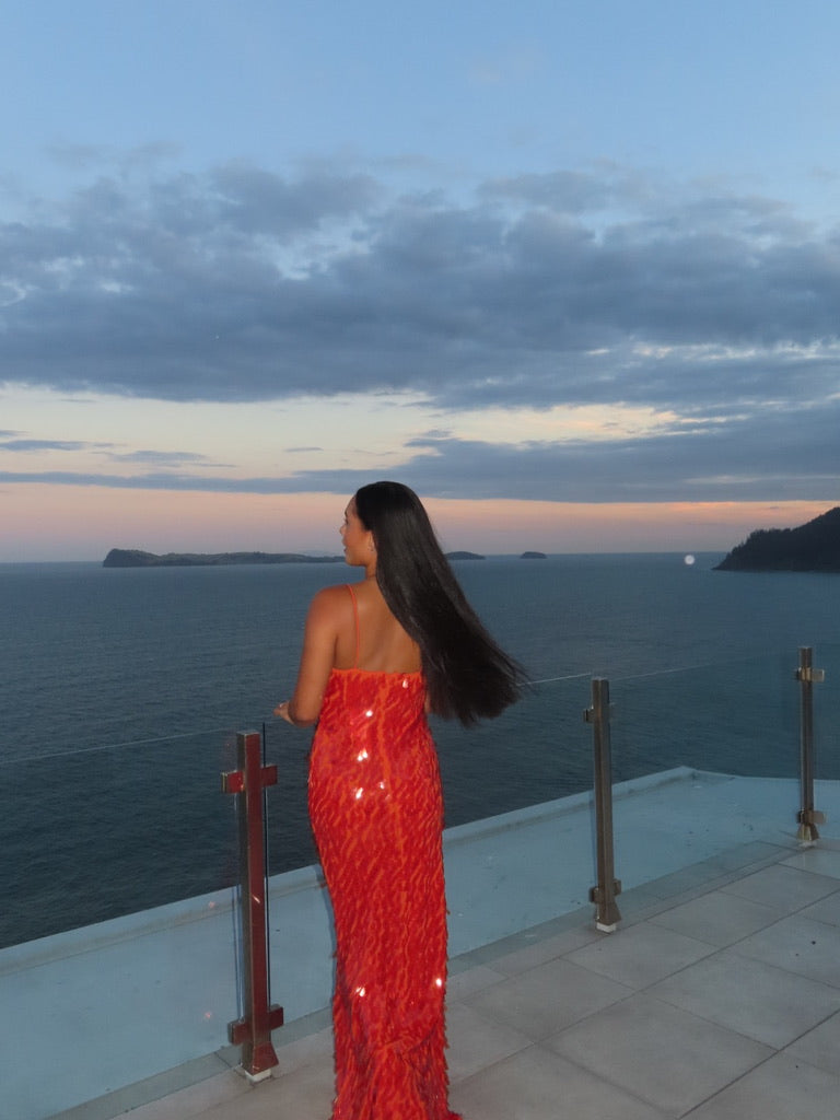 The Sapphire Sequin Dress - Red