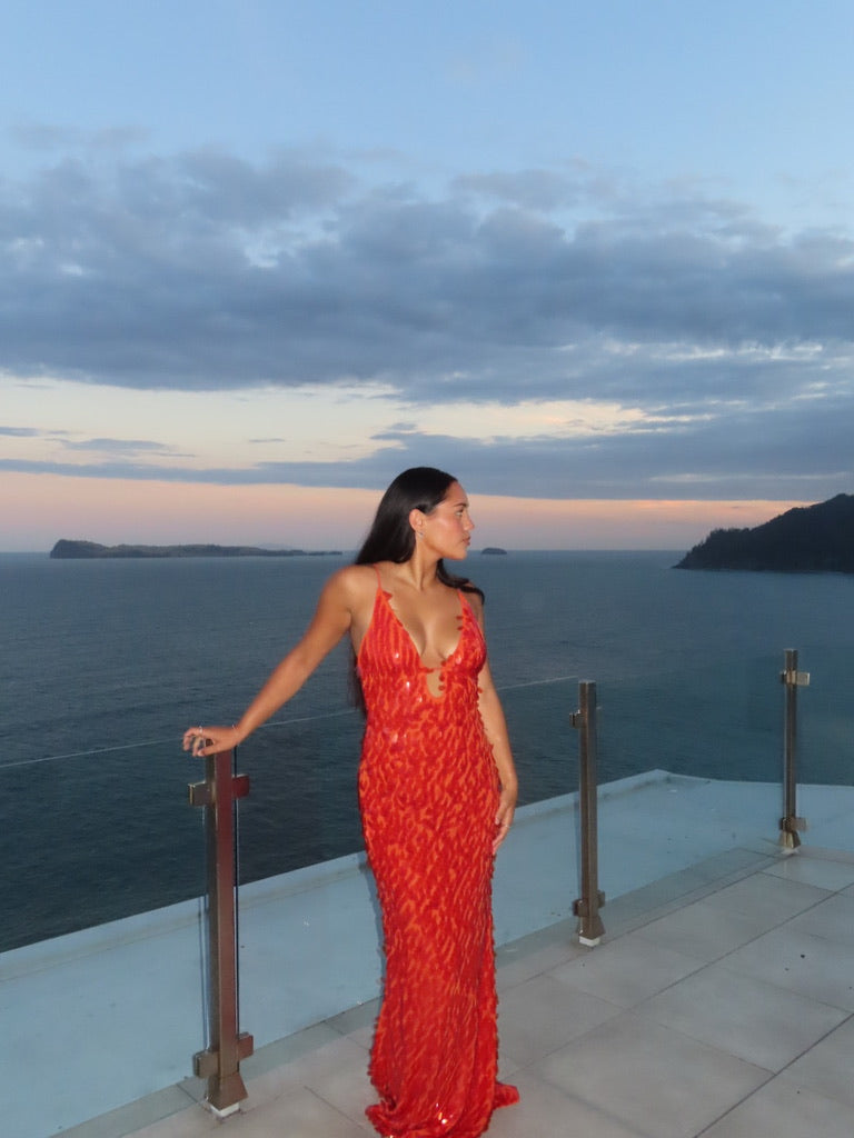 The Sapphire Sequin Dress - Red
