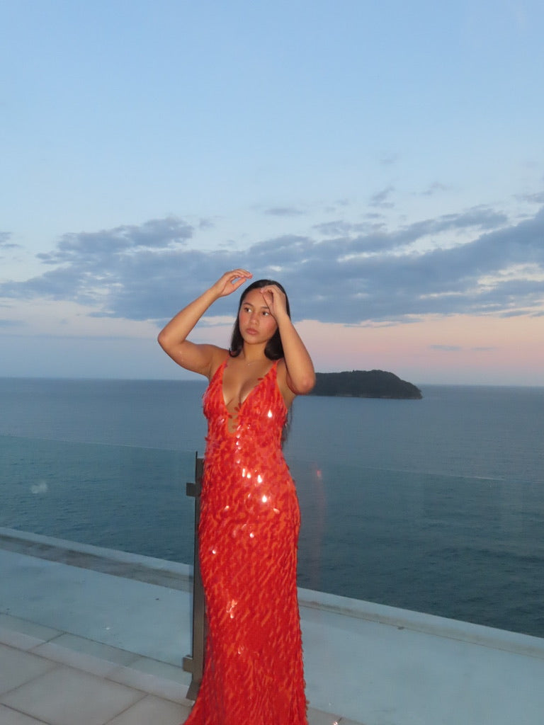The Sapphire Sequin Dress - Red